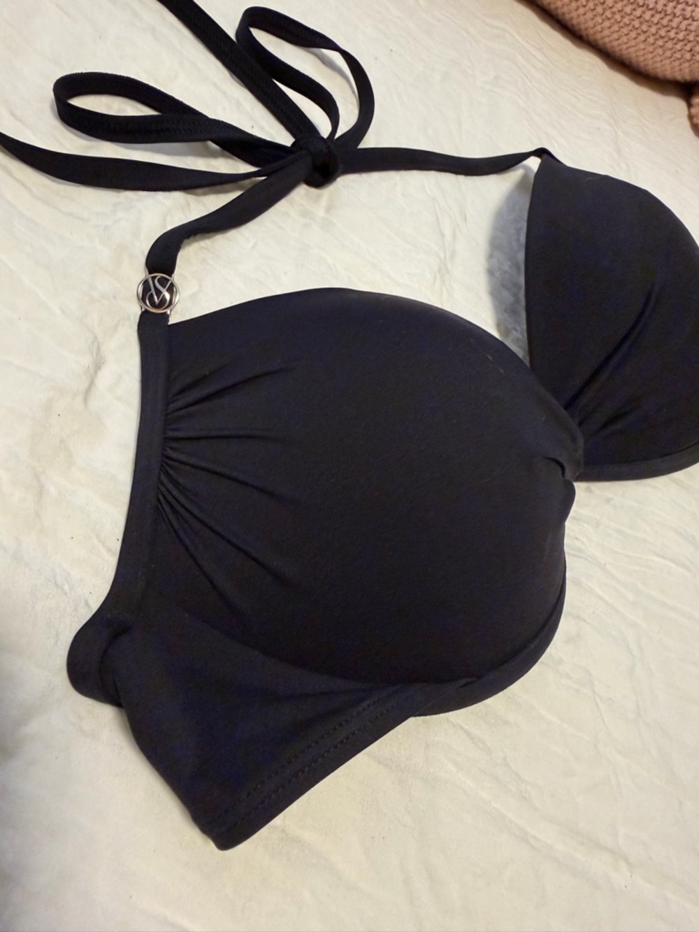 Victoria's Secret Black Bandeau Halter Bikini Top